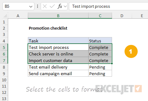 Step 1: Select the cells to apply strikethrough to