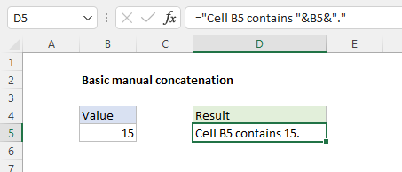 Basic concatenation example with new cell value