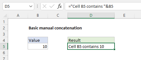 Basic concatenation example in an Excel formula