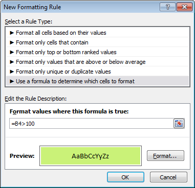 Dummy formula pasted, rule ready to save