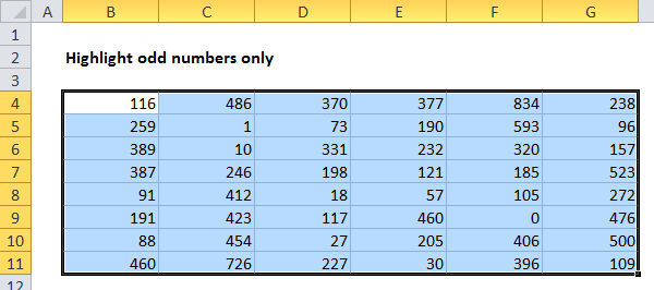 Select the cells to format