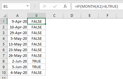 IF example - check month is june