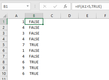 IF example - is A1 greater than 5