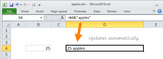 Concatenation formula updates automatically