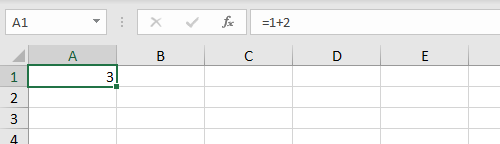 Basic formula example - 1 + 3 = 3