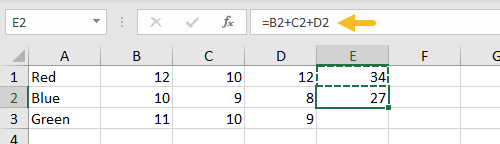 Formula in E1 pasted to E2