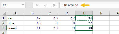 Formula in E1 pasted to E3