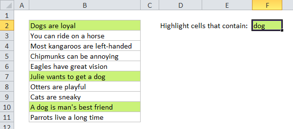 Conditional formatting search box