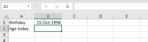 Need a formula to calculate current age in B2