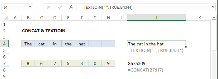 Concatenation with CONCAT and TEXTJOIN