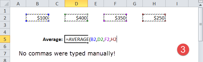 All commas were entered by Excel