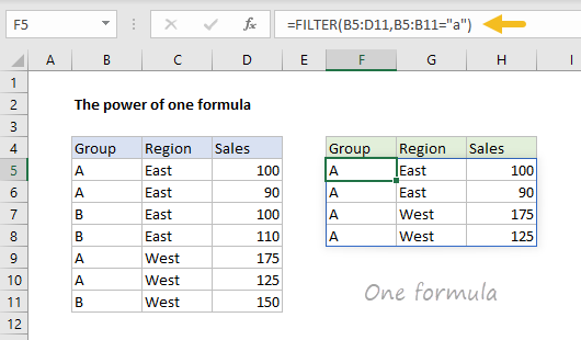Dynamic array one formula only example
