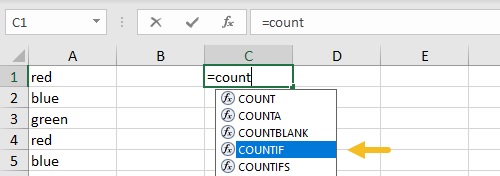As you type, Excel will show matching functions