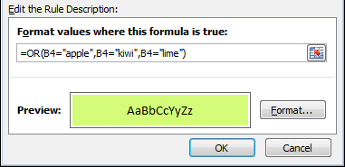 A rule to highlight x, y, or z