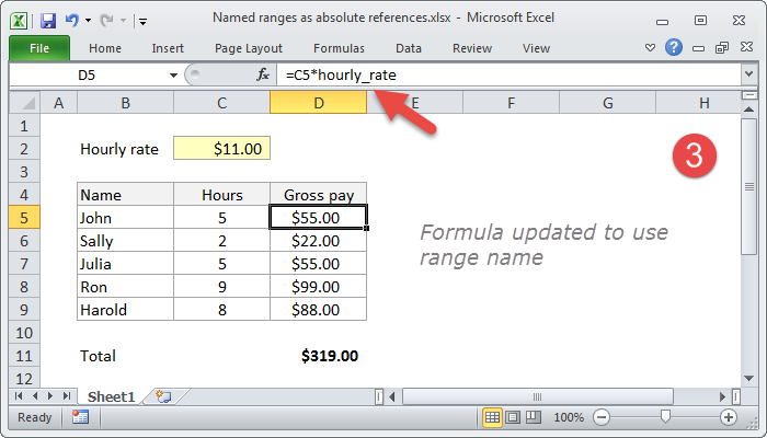 Formula updated to use named range