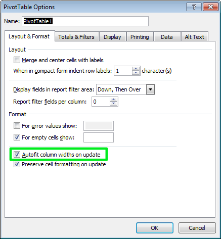 Pivot table column autofit option for Windows