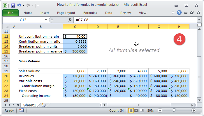 All formulas are selected