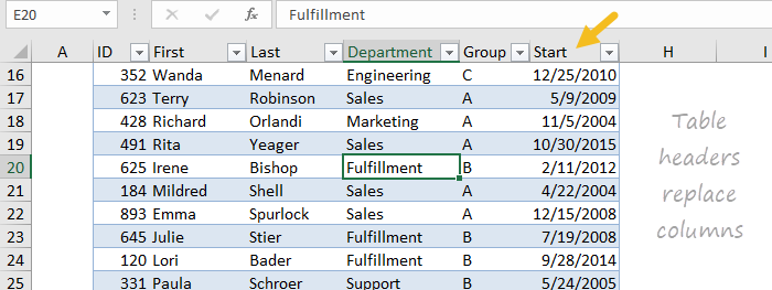 Excel Tables Exceljet