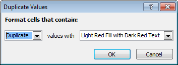 Built-in conditional formatting rule for flagging duplicates