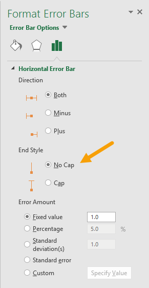 Set horizontal error bar to No Cap