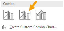 Select the send option - columns with line on secondary axis