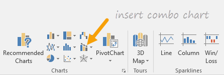 Insert > combo chart option