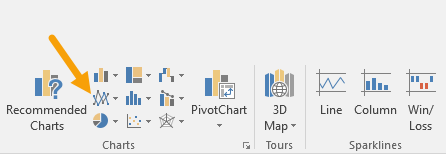 Insert line chart from ribbon