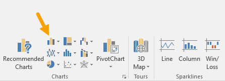 Insert > column chart via ribbon