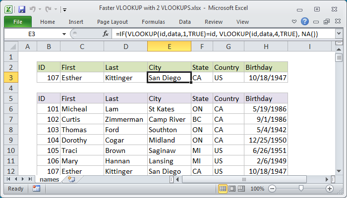 Excel Formula Faster Vlookup With 2 Vlookups Exceljet