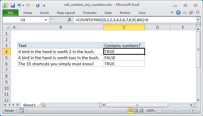 Excel Formula Cell Contains Number Exceljet