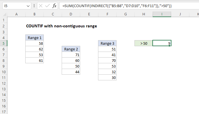 Excel Formula Countif With Non Contiguous Range Exceljet