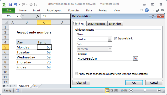 Data Validation Formula Examples | Exceljet