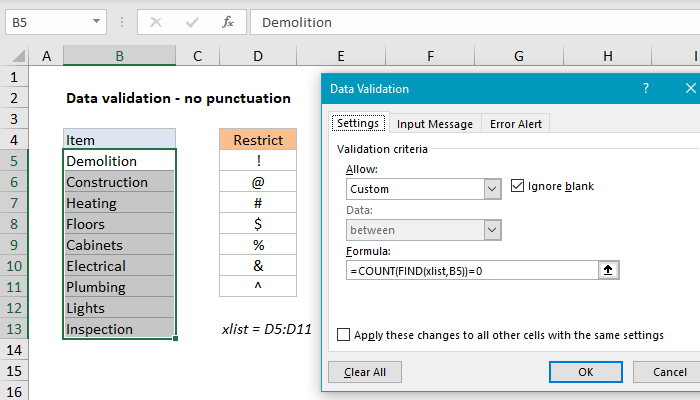 Data Validation Formula Examples | Exceljet