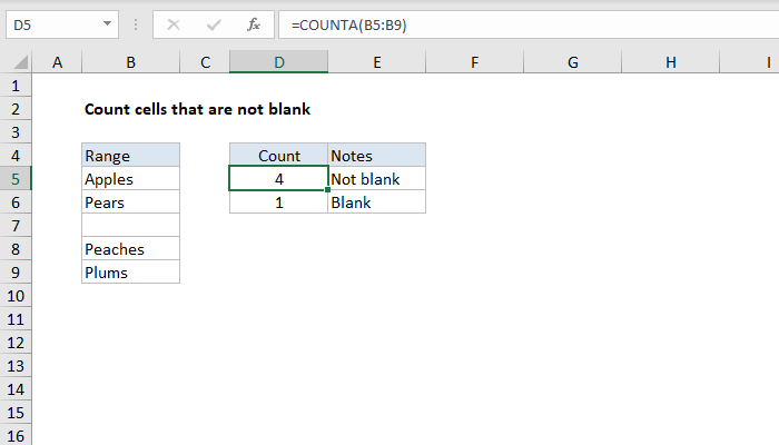 Ms Excel Count Cells That Are Not Blank