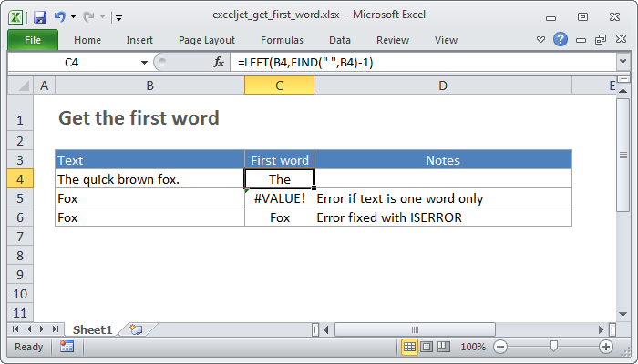 Excel Formula Get First Word Exceljet