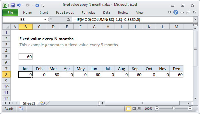 Excel Formula Fixed Value Every N Columns Exceljet