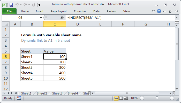 Excel Formula Dynamic Worksheet Reference Exceljet