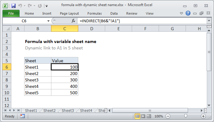 excel formula dynamic worksheet reference exceljet