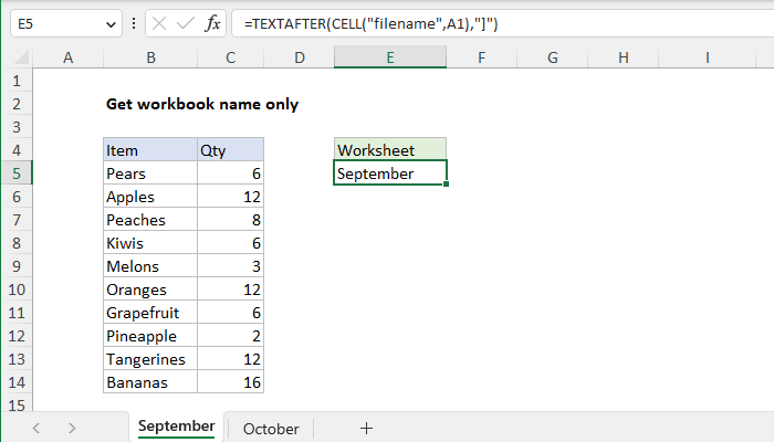 excel formula get sheet name only exceljet