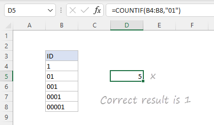 COUNTIF with leading zeros does not work