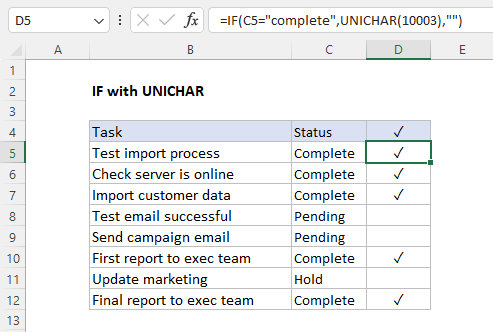 How to insert check mark (Tickmark ✓) in Excel