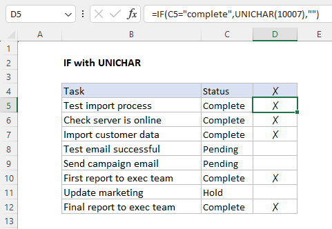 If function with unicode x character