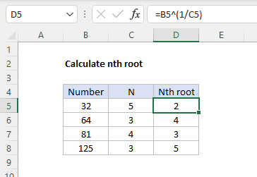 Calculate nth root of a number