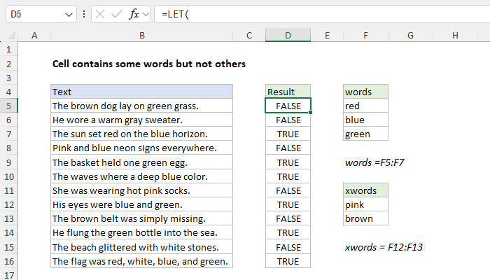 Testing for specific words while excluding others