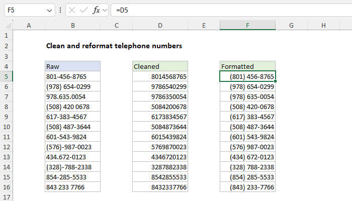 The formula used in column F simply copies column D