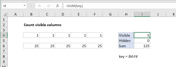 Count visible columns - all columns unhidden