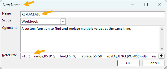 Giving the LAMBDA a name via the Name Manager Giving the LAMBDA a name via the Name Manager