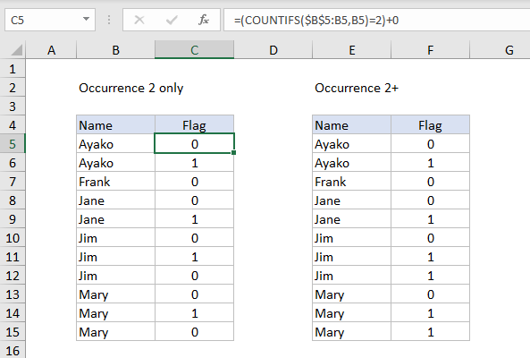 Flag duplicates simple formula