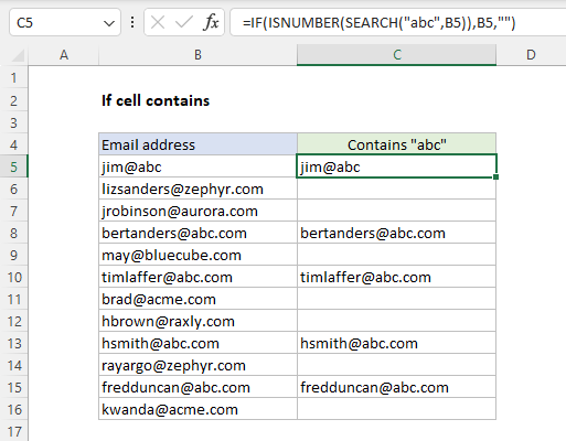 If cell contains "abc" return value