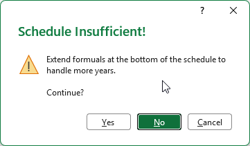 Warning when the term exceeds the current schedule